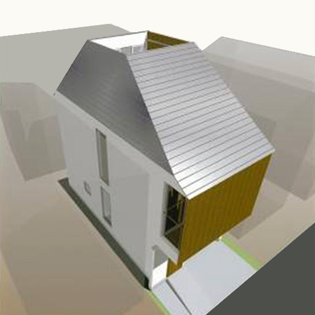 狭小住宅 間取り プラン：１４坪・空を望む窓のある木造２階建て住宅