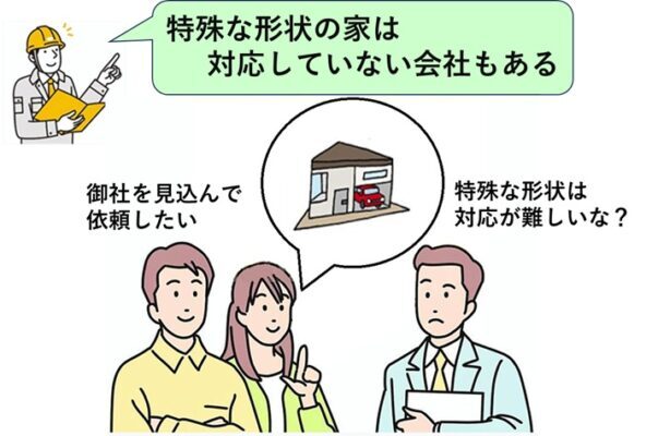 特殊な形状の家は対応していない会社もある