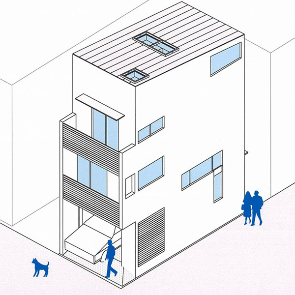 狭小住宅 間取り プラン：１０坪弱・隅々まで使う木造３階建て住宅