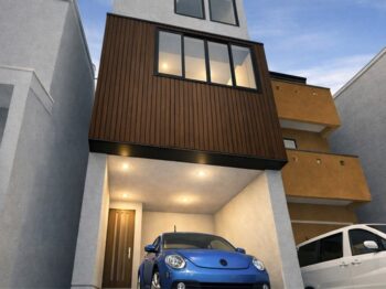 狭小住宅 間取りプラン例：１３坪の敷地に星空を眺められる３階建て住宅。