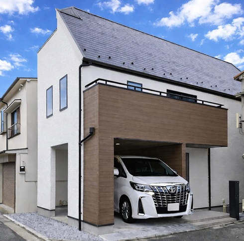 ２５坪の施工例：足立区西保木間の閑静な住宅に建つ木造３階建て都市型住宅。