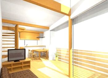 狭小住宅 間取りプラン例：１４坪の敷地に建つ「成長する」３階建て住宅。